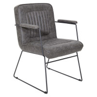 OSP Home Furnishings GTC-P47 GT Chair in Charcoal Faux Leather with Black Sled Base